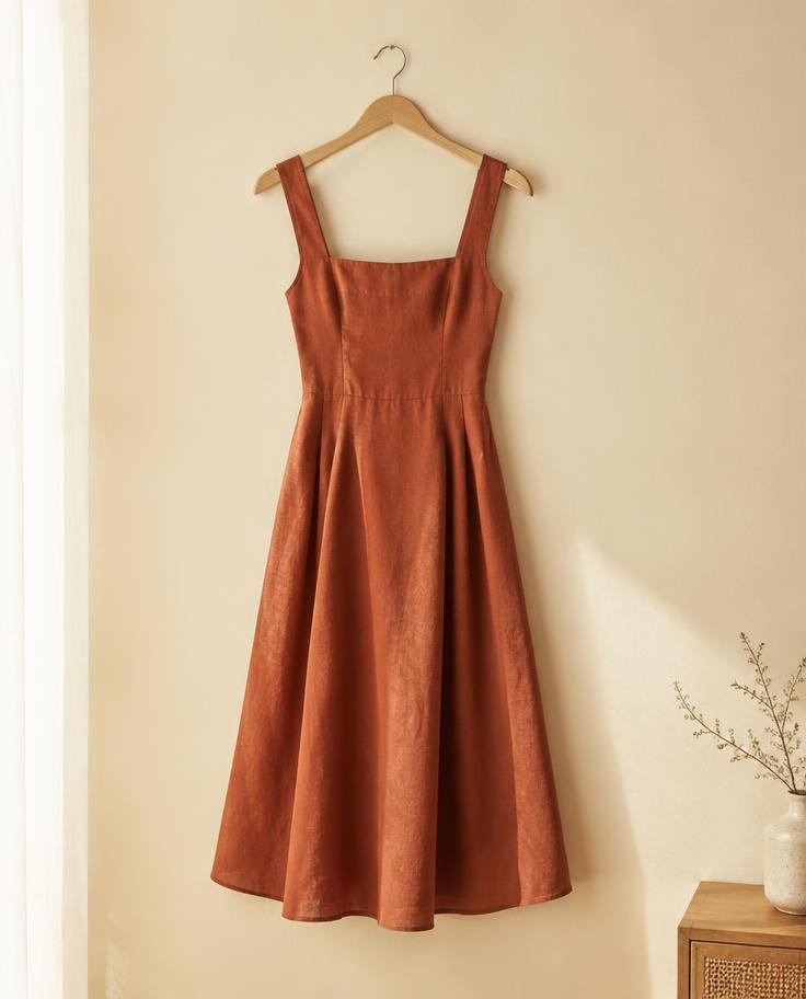 Vestido midi terracota